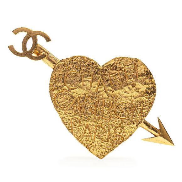 chanel Jewelry - Pre Loved chanel Heart Arrow Brooch Women Gold Brooches